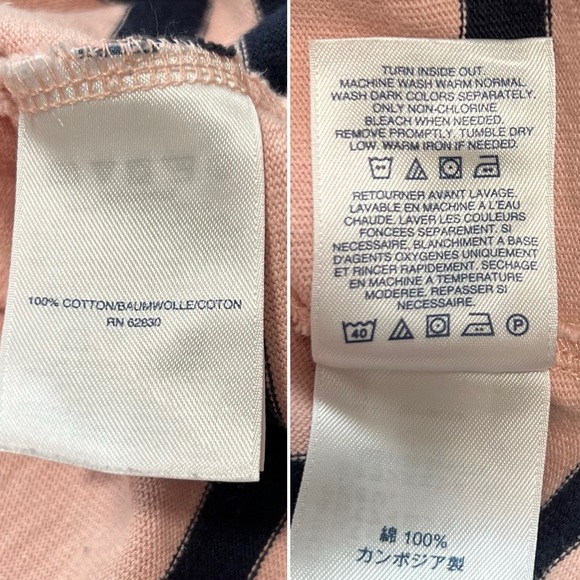 Women’s Land’s End classic rugby, Pink & Navy stripes, size Large - Picture 5 of 5